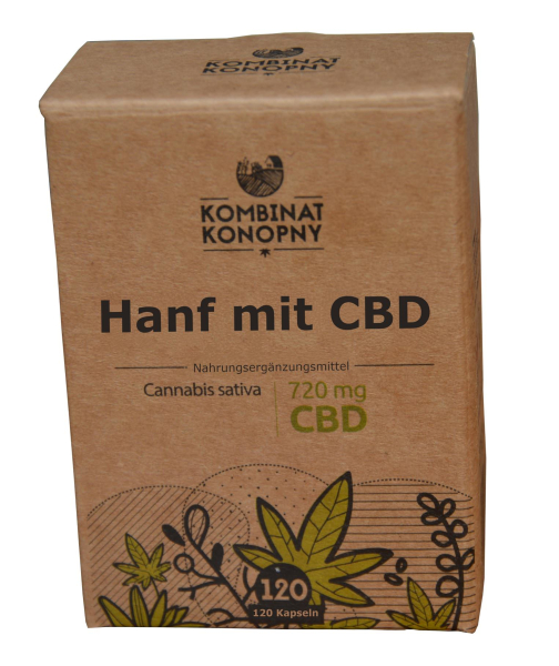 Hanf mit CBD (Cannabidiol), 120 Kapseln, bei Verdauungsproblemen, Migräne, Entzündungen, für Entspannung, bei schmerzhafter Monatsblutung